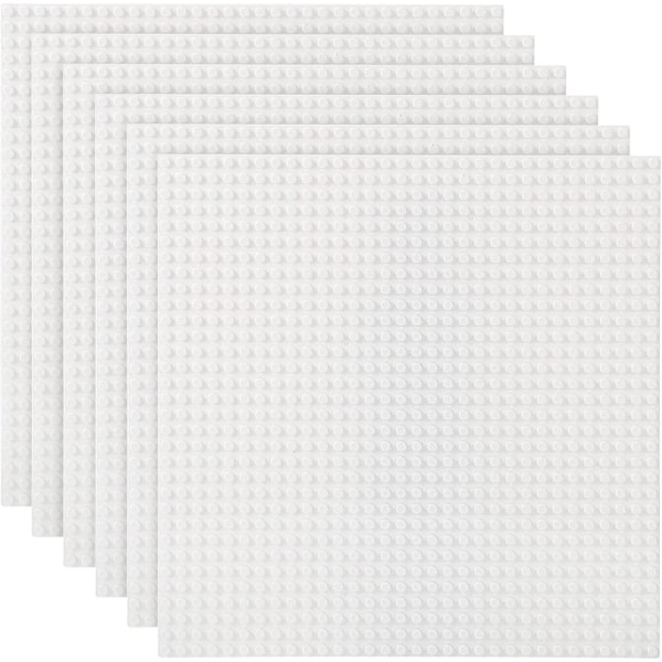 2 stk. Klassiske bundplader Byggeplader til byggeklodser 25,5x25,5cm Grå White