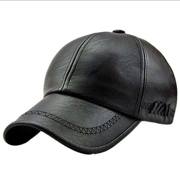 Herre Læder Baseball Cap Justerbar Cap Sports Hat Hat Bonnet Flat Cap