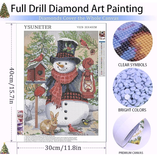 Lyhty Lumiukko Pyöreä Timanttitaide Sarja Aikuisille Aloittelijoille DIY Täysi Timantti 5D Timanttipistemaalaus ja Timantti 12*16 Tuumaa