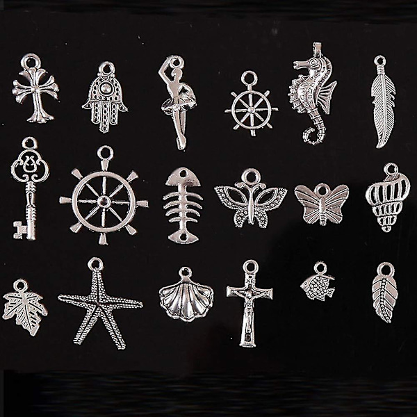 Retro Tibetanska hängen i blandad silverlegering, charmhängen för smycken, gör-det-själv-armband och halsband