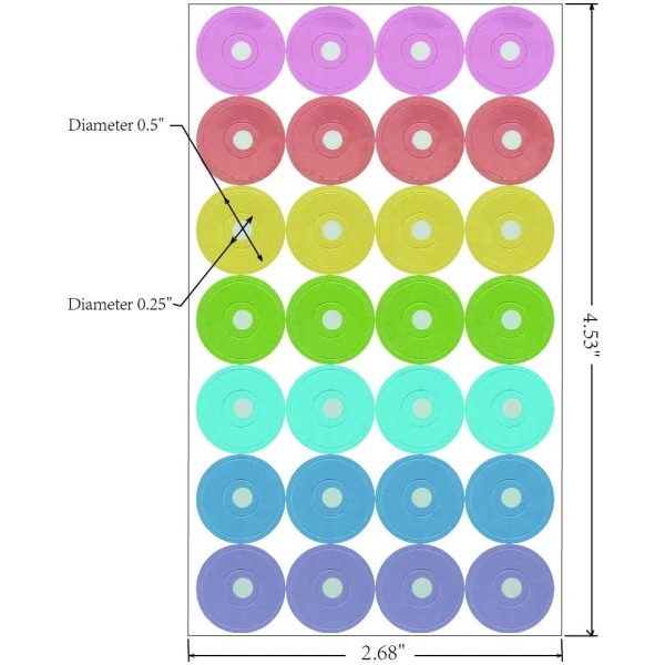 Moniväriset sateenkaaren irtolehtipaperin reiänvahvistustarrat pyöreät tarrat itseliimautuvat reiänvahvistin toimistokoulukoti tarvikkeet, 112