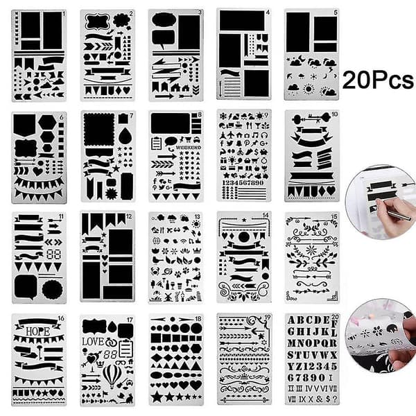12 stk./sæt kugle stencil sæt plastik planner diy tegning skabelon til dagbog notesbog 12pcs