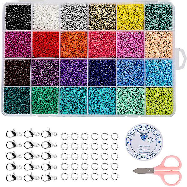 24 rutnät glaspärlor lösa pärlor bakningslackpärlor färgglada hirsfröpärlor set 4mm 6000pcs