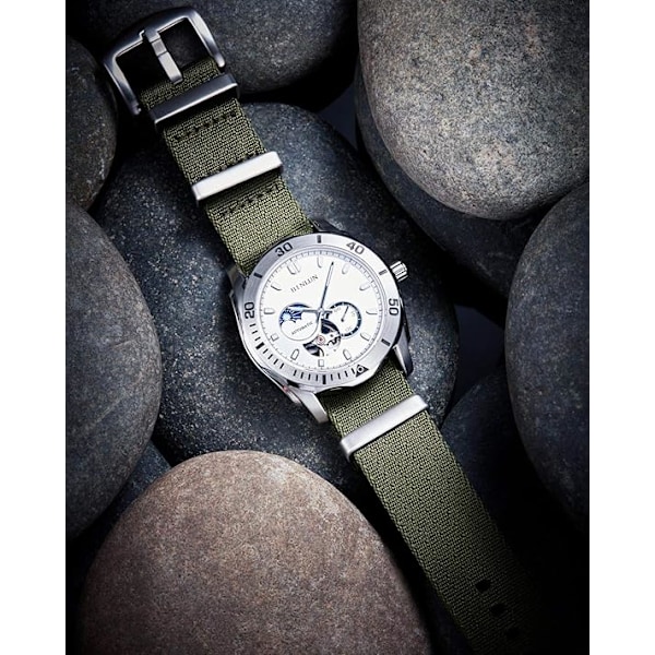 Militær Nylon Urrem NATO Udskiftningsurrem med Sort/Sølv Rustfrit Stål Spænde Mænd 22mm