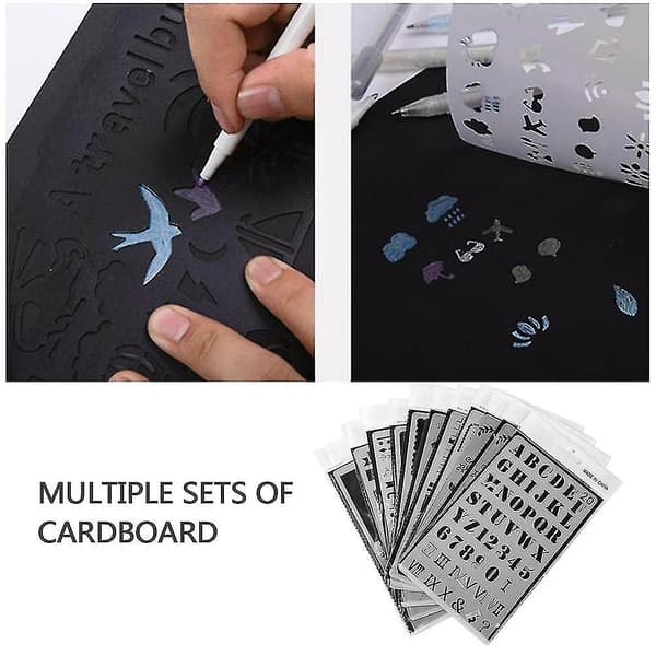 12 st/set Bullet Stencil Set Plast Planner Diy Ritmall för Dagbok Anteckningsbok 12pcs
