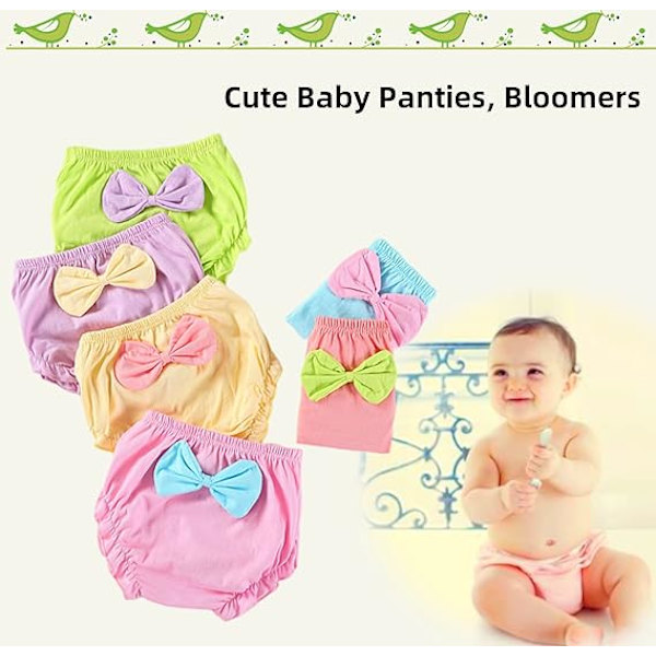 Sløjfe blebukser - Baby Bloomers, blebukser til småpiger, bomuldsunderbukser 5 stk., tilfældig farve, 0-1 år