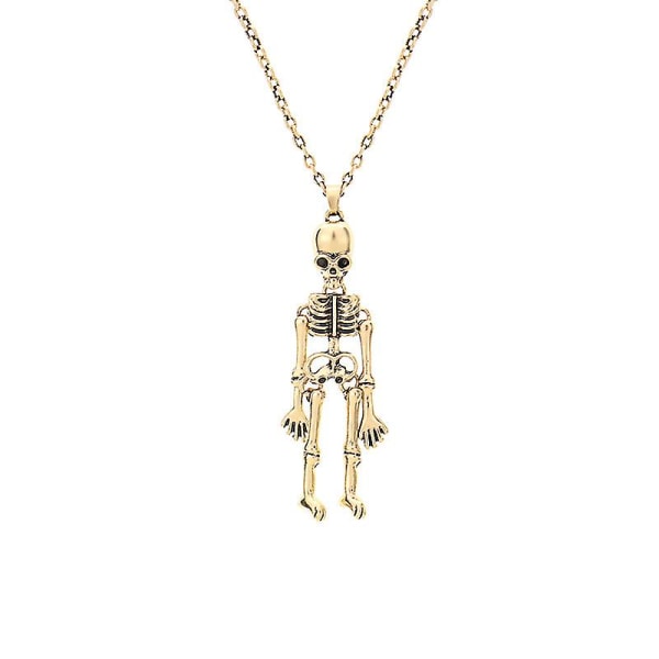 Vintage Moving Skull Skeleton riipus, metalliseos miesten kaulakoru, 75 cm teräsketju