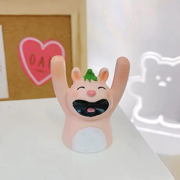 Seks stykker japansk dagligvarebutik skrivebordsdekoration nummerplade, kageharpiks ornamenter, søde dyr besked, visitkortmappe omkring 5-7cm