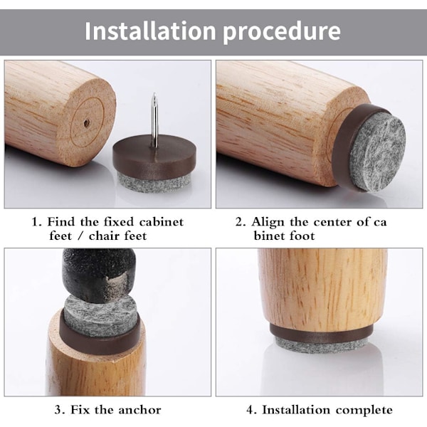 Spiker på møbelglider, 80 stk møbelglidernagler, 20 mm runde glidepads stolpute, filt møbelgliderputer for å beskytte bordben stolmøbler