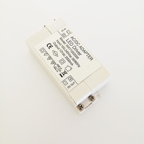 12v LED-strömförsörjning, LED-transformator 24w AC 220v till 12v DC 2.0a LED-transformator, konstant spännings-LED-drivrutinsomvandlaradapter, för LED-remsor och Le