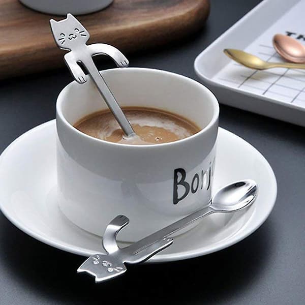 4 stk. kaffeske Mini kattekrammeske, te-suppe-sukker-dessertske Silver
