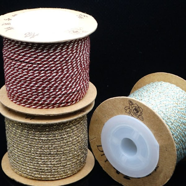 Rulle 1,8 mm guld handgnuggad bomullstråd, icke-elastiskt halsband, pärlsträng, DIY, wenju bodhi-rep, grön+guld tofs