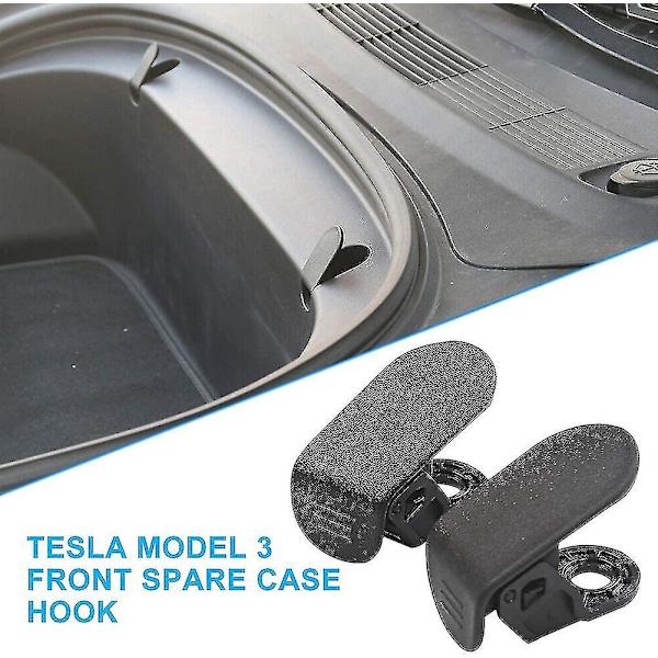 2-pack främre bagageutrymmeskrok för Tesla Model 3 Svart slitstark ABS-bilmodifiering passar Tesla hushålls främre bagageutrymmeskrok Tesla Model 3 ABS bekväm