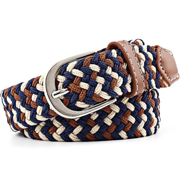 Unisex elastisk flätad trim stretch canvas spänne bälte, 110cm Multi-Colour