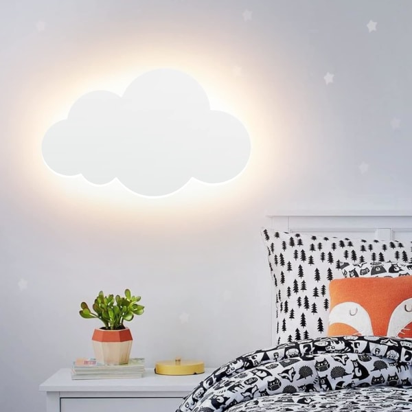 Vägglampa Molnljus Modern akrylskärm med inbyggda LED-lampor för barn, Sovrum Varmbelysning Vit