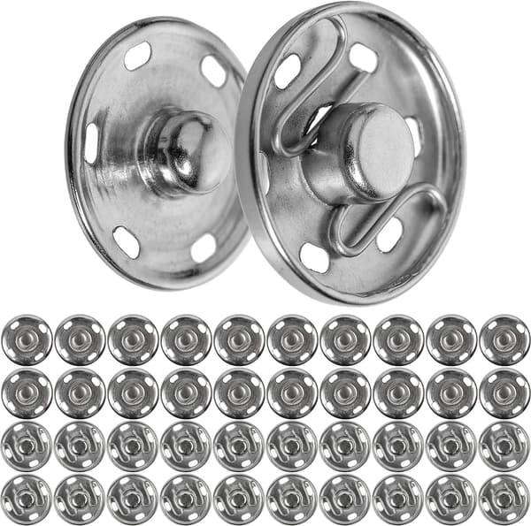 Sy snap-knapper, Ø 12 mm, 20 par i sølv, Spænder til tøj og tekstiler, Rustfrit metalfjederlås, DIY-tilbehør, Knapper til cl