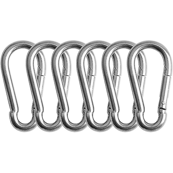 6 kpl M6 Karabineja Inox 304 Pikalinkki Lukitusrengas Koukku Avainrengas Kuntosali Kaapelitalja Paino Koukku