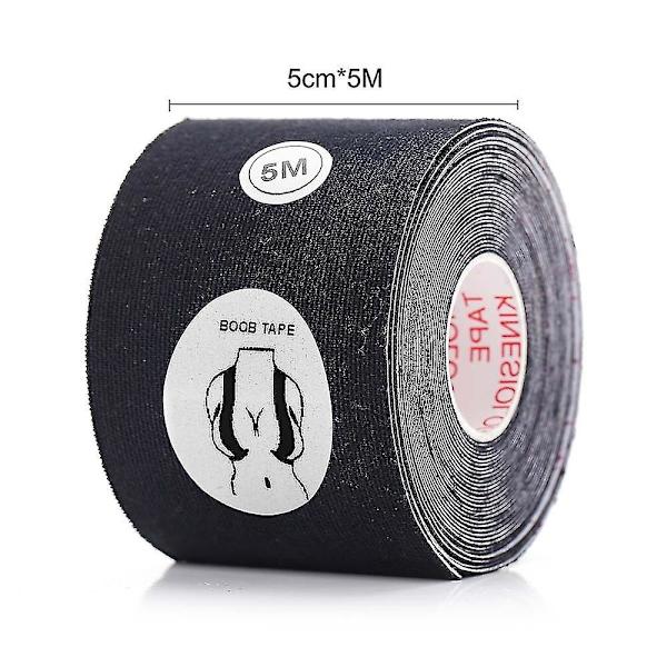 Boob Tape Nipple Cover Brystpude Booby Lift Push Up Stropløs Usynlig Sticker Black L-5CM x 5.0M