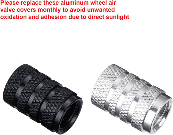 Aluminium ventilhattar för däck, dammskydd för bildäck (svart och silver)