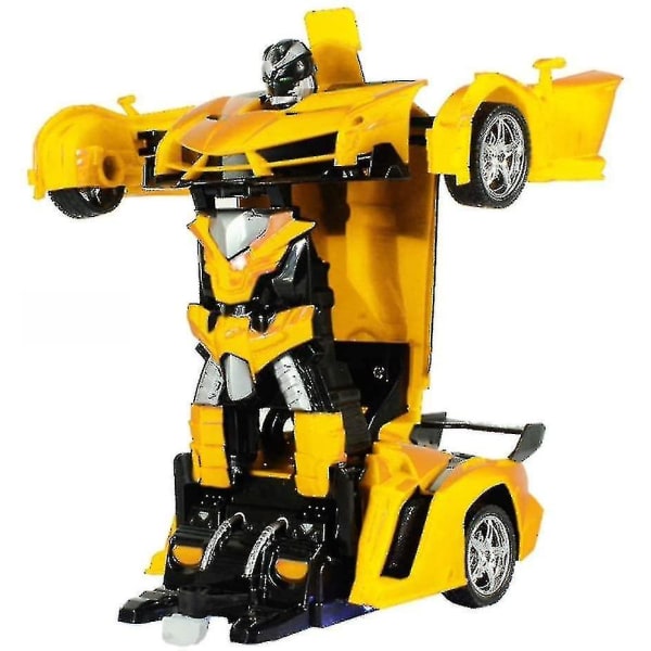 Fjärrstyrd bil, 2 i 1 transformatorrobotbil, entryckstransformerande fjärrkontroll transformatorer bilrobot Yellow
