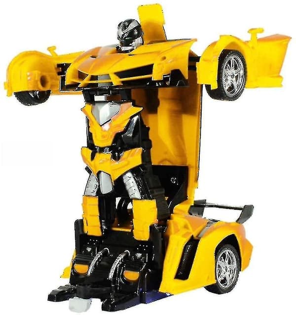 Fjernstyret bil, 2 i 1 transformer robotbil, et tryk transformerende fjernstyret transformerbilrobot Yellow