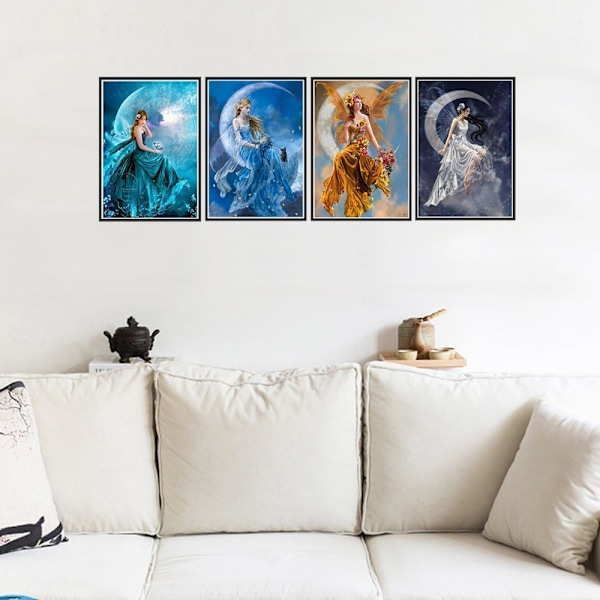 Kuun timanttimaalaus - 5D täysi timanttitaidemaalausnumeroiden sarja aikuisille DIY-kotiseinän sisustus Fairy D