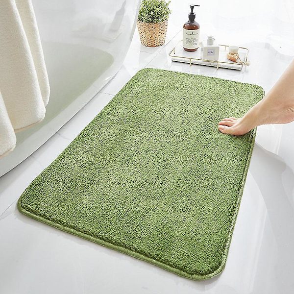 Tykk lang bunke badematte sklisikker med myk mikrofiber vannabsorberende badematte for bad dusj badekar soverom 40x60cm grønn Grass green 40x60cm