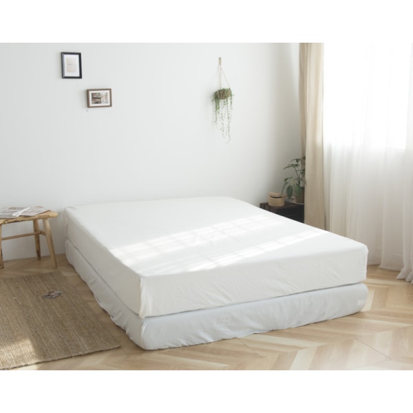 Wraparound solid mikrofiber lyxhotell kvalitet tyg sovrum volanger Sängkläder Sängkjol 14" Queen, vit