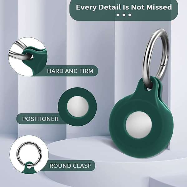 Silikonikotelo Airtagille avaimenperällä, yhteensopiva Apple Airtagien kanssa Dark Green