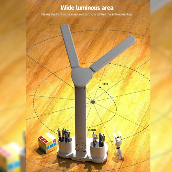 LED-skrivebordslampe multifunksjonell skrivebordslampe USB touch nattlys med kalender pennholder soverom leselampe