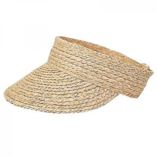 Handgjord vävd raffia halm solskärm hatt tom topp strandmössa