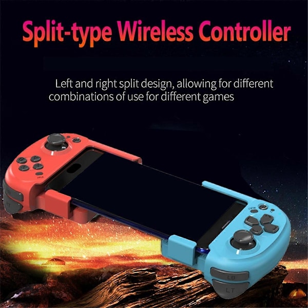 061 Trådløs Venstre Højre Split Spilcontroller Bluetooth Gaming Joystick til Android til IOS PC - Rød Blå