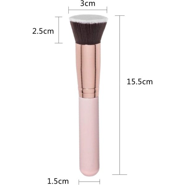 Foundation Brush, Makeup Brush, Contouring Brush, Kan bruges på kinder, næse, hage, til perfekt ansigtsmakeup, tætte børstehår, syntetiske fibre (Pink)