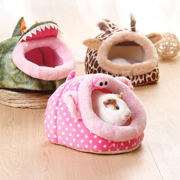 Igelkott Marsvin Bur Säng Smådjur Hus Tillbehör, Marsvin Leksakshus Bo Hamster Tillbehör Habitat Illrar Rosa Gris