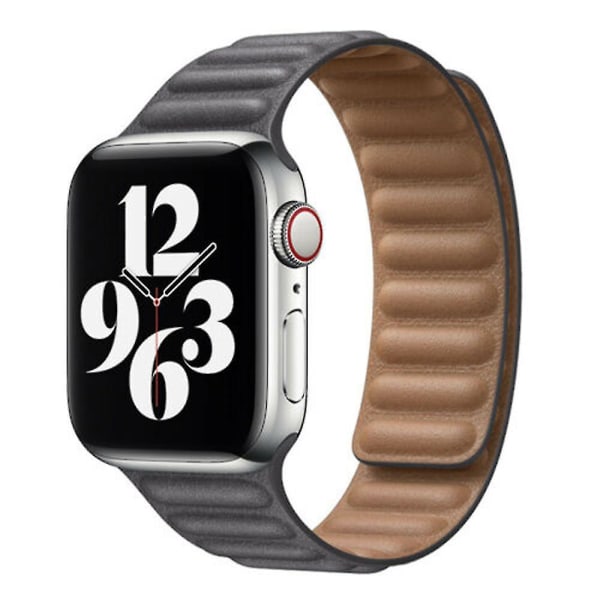 Magnetisk Leather Link Loop Band-rem for Ios Watch Series, 38\40\41mm (grå)