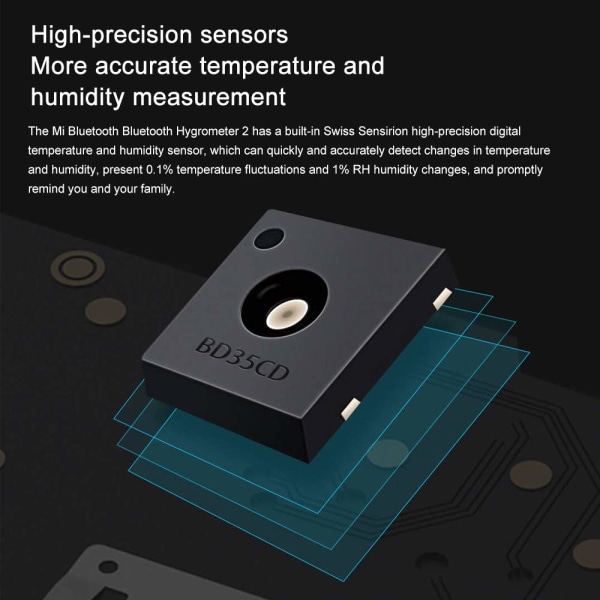 For Xiaomi Mi Hygrometer Digitalt Termometer Bluetooth Termometer Profesjonell Hjem Innendørs Fuktighet og Temperaturmåler, 1 stk