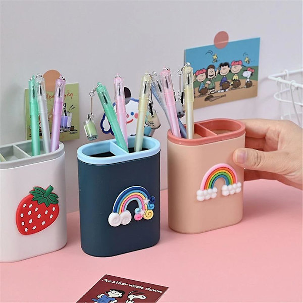 Söpö kynäteline kynäkotelo toimistopöytä paperitavarat kosmetiikkapensseli pidike Rainbow