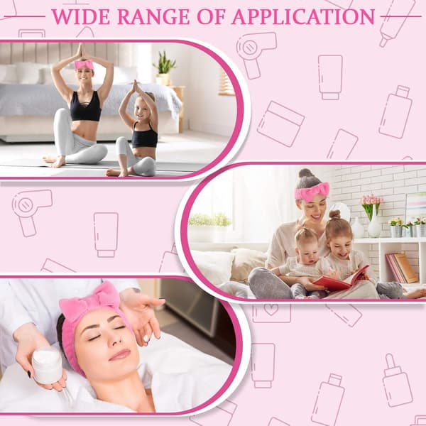 Knute Hårbånd Myk Sminke Hodebånd Korallfleece Hårbånd Ansiktsvask Hodebånd Spa Hodebånd Elastisk Hodebånd for Kvinner Jenter (Rosa)