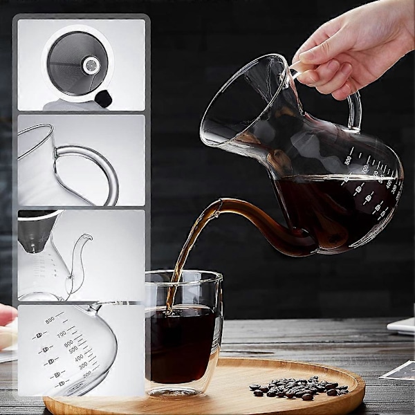 Häll över Kaffebryggare, Glas Kaffekanna, Manuell Kaffedroppare, Kaffe Häll Över, Häll över Kaffedroppare