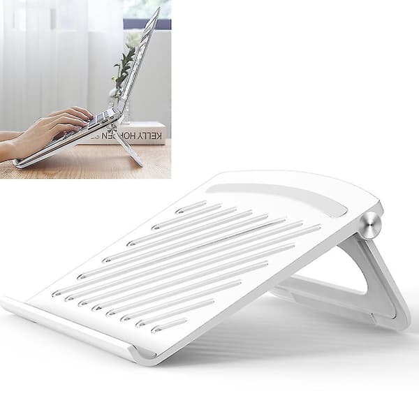 Foldbar bærbar PC-stativ, bærbar aluminiumsstativ for datamaskin, justerbar White