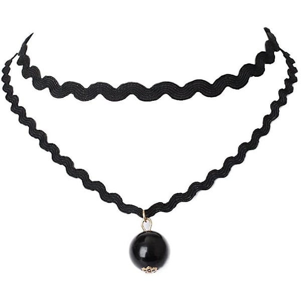 Choker Halskæde Sort 8 Stk Fløjls Chokers Sort, Sort Klassisk Gotisk Choker