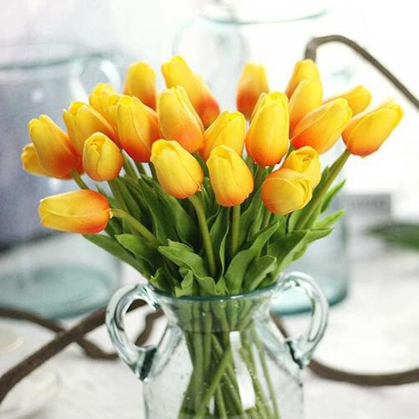 30 kpl Tekoäly Tulppaani Kukka Mini Tekokukat Hää Koti Koristeet Äidille Vaimolle Tyttöystävälle Sunset color