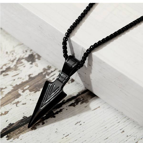 Kreativ personlig spjutspets hänge street fashion hip-hop stil titanstål halsband herr svart