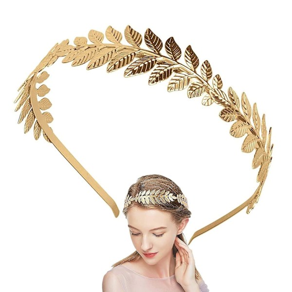 Bladhuvudband, Fashion Guld Bladhuvudband Grekiskt Huvudband Tiara Vintage Roman Goddess Blad Brudkrona Gren Gold