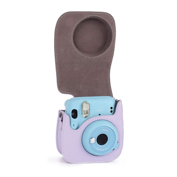 Instax Mini 11 -kameran suojakotelo, pehmeä PU-nahkainen laukku taskulla Purple