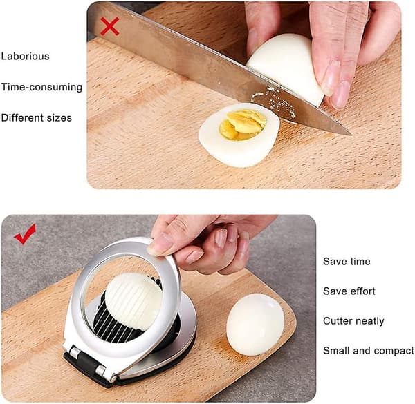 Sinkronlegering Egg Slicer Multifunksjonell Egg Cutter Kreativ Egg Divider Egg Separator