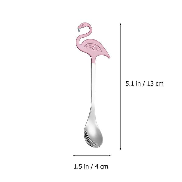 2 st Rostfria Kaffeskedar Flamingo Form Tesked Silver