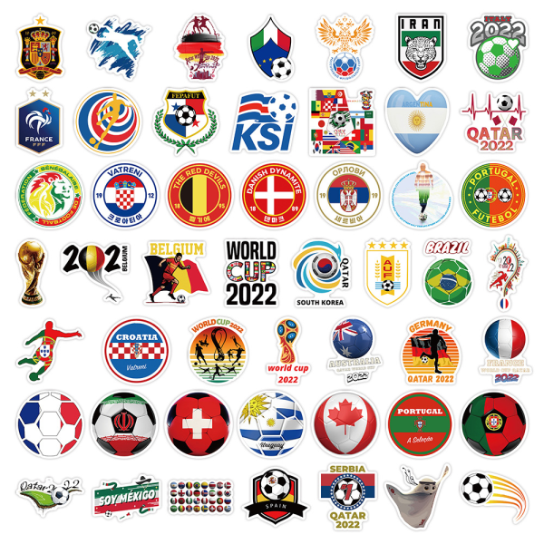 100 ark med VM fotboll graffiti klistermärken vattentäta kreativa tecknade klistermärken