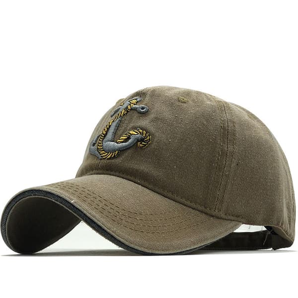 Anchor Broderad Cowboy Baseball Retro Hatt Khaki