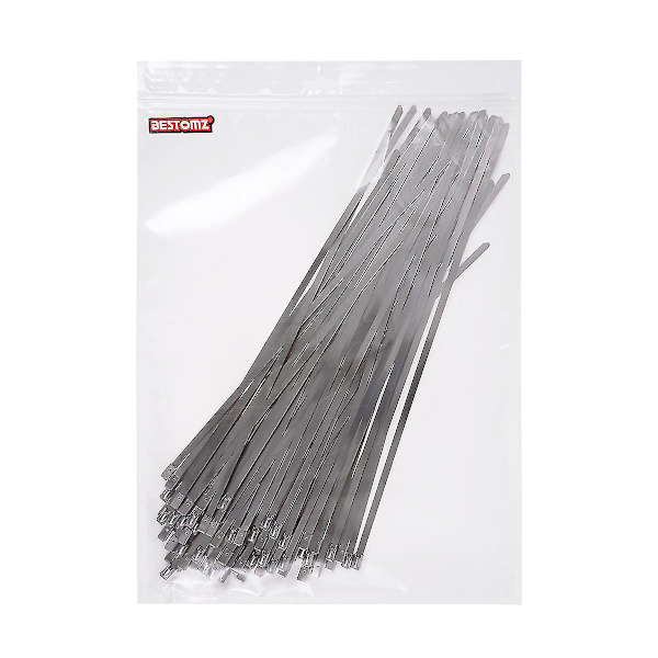 Bestomz 100 stk. 4,6 mm*300 mm rustfrie kabelstrips i rustfrit stål til udstødningsomvikling